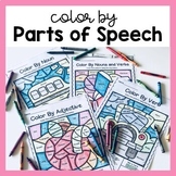 Color By Parts Of Speech Grammar Worksheets - Nouns Verbs 