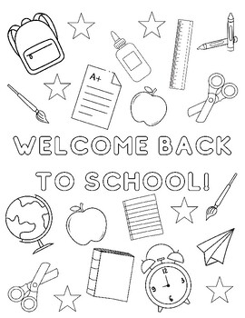 School Supplies Coloring Page · Creative Fabrica