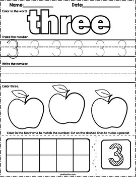 Back To School Count & Write Math Worksheets by preKautism | TPT