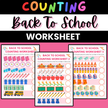 Preview of Back To School Counting Worksheet