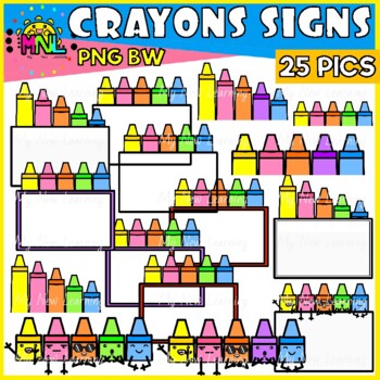 Back To School Crayon Signs And Toppers Clipart Set by My New Learning