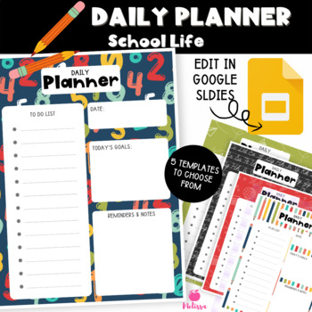 Preview of Back To School Daily Planner (Google Slides Editable)