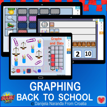 Preview of Back To School Data Bar Analysis School Supplies Bundle Boom Cards