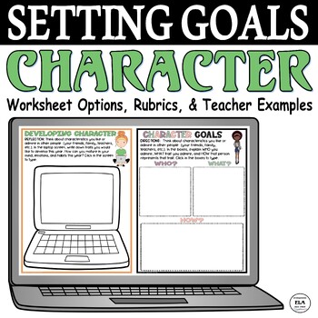 Preview of Back To School Activities Setting Goals Character Worksheets Middle High School