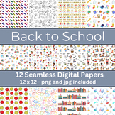 Back To School Digital Papers, Clip Art, Backgrounds, Patterns