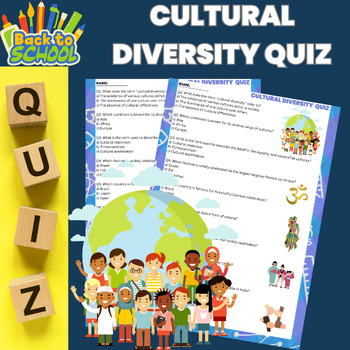 Preview of Back To School Diversity Literacy Assessment Test | World Culture Quiz