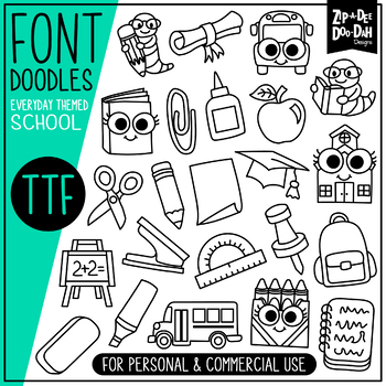 Preview of Back To School Doodle Font {Zip-A-Dee-Doo-Dah Designs}
