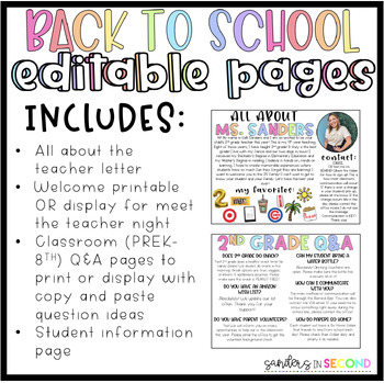 Preview of Back To School EDITABLE FORMS