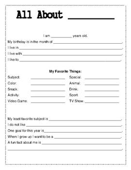 Preview of Back To School ELA Packet - Opening Week Bundle -All about me FUN ELA WORKSHEETS