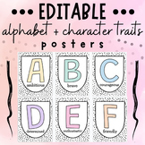 Back To School Editable Black and White Dots Alphabet + Ch