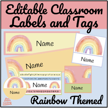 Preview of Back To School Editable Rainbow Themed Labels & Desk Tags for Classroom Decor