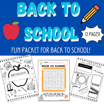 Back To School FUN PACKET / Beginning of Year Activity Packet | TPT