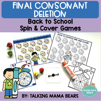 Preview of Back To School Final Consonant Deletion Spin And Cover Games