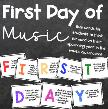 Preview of Back To School - First Day of Music Class Task Cards (Printable & Google Slides)