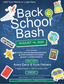 Preview of Back To School Flyer - Fully Customize your Flyer -Ready to Edit & Present!