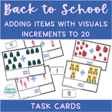 Back To School Functional Math Adding W/ Images to 20 Task Cards