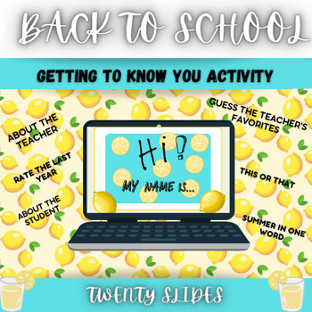 Preview of Back To School Get To Know You for Secondary Students