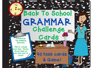 Preview of Back To School Grammar Cards Full Set