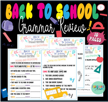 Preview of Back To School Grammar Review For 1st & 2nd Grade| Back To School Worksheets