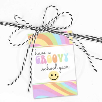 Preview of Back To School Groovy School Year Gift Tags For Teachers Students Staff