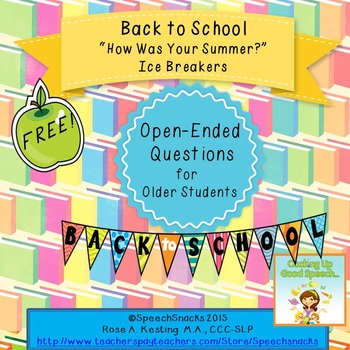 Preview of Back To School "How Was Your Summer?" Icebreakers {FREE} with digital update