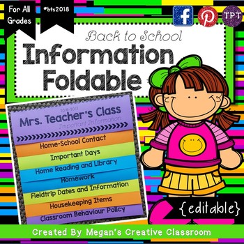 Preview of Back To School Information Foldable for Parents