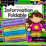 Back To School Information Foldable for Parents