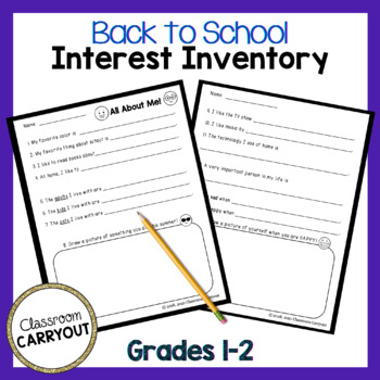 Preview of Back To School Interest Inventory - Primary - Get to Know Your Students!