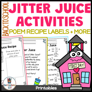 Preview of Back To School Jitter Juice Activities : Poem, Recipe, Label, Flip Book SEL