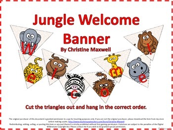 Preview of Back To School Jungle or Zoo Welcome Banner