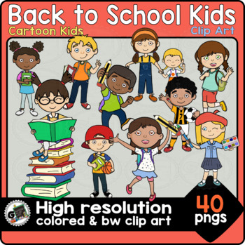 Preview of Back To School Kids Fun Cartoon Characters Clip Art