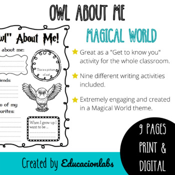 Preview of Back To School Magical World Themed "Owl about me" in English