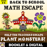 Back To School Math Escape Grade 3-5 Plant Monsters! Print