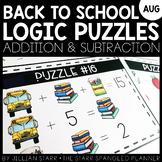Back To School Math Logic Puzzles- Addition and Subtraction