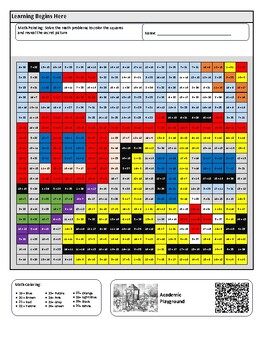 Preview of Back To School Math Secret Image Color-by-Code Worksheet (Two-Digit Addition)