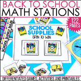 Math Stations for Kindergarten - Back To School Math Centers and Math Activities