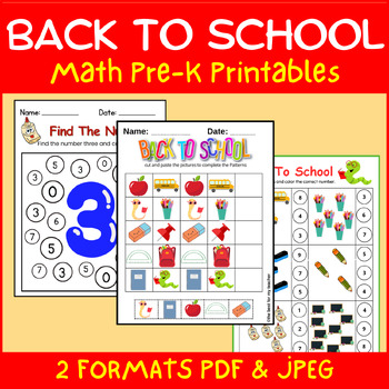 Back To School Math Worksheets for Preschool |First Day of School Early ...
