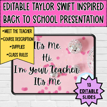 Preview of Back To School Meet The Teacher Class Rules Editable Taylor Swift Presentation