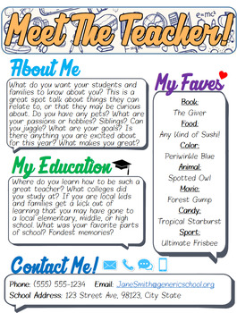 Back To School Meet The Teacher Newsletter Editable By Mrwatts