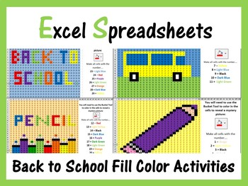 Preview of Back To School Mystery Pictures in Excel Spreadsheets - Pixel Art