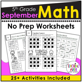 Preview of Back To School Math Activities 5th Grade