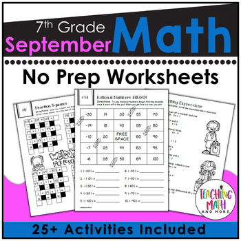 Preview of Back To School Math Activities 7th Grade