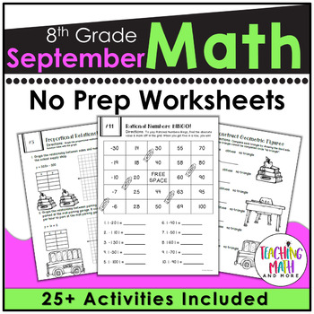 Preview of Back To School Math Activities 8th Grade