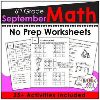 Preview of Back To School Math Activities 6th Grade