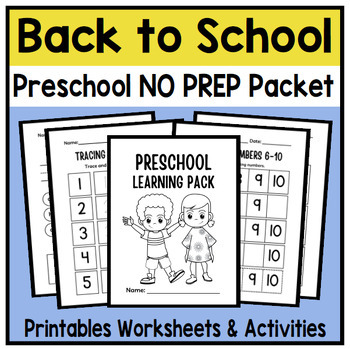 Back To School NO PREP Worksheets Packet For Preschool & 1st Grade