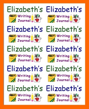 Preview of Back To School Editable Name Labels - Writing Journals Type Names