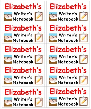 Preview of Back To School Name Labels for Writer's Notebooks-Type Names