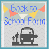 Back To School Night Student Information Sheet (Middle & H