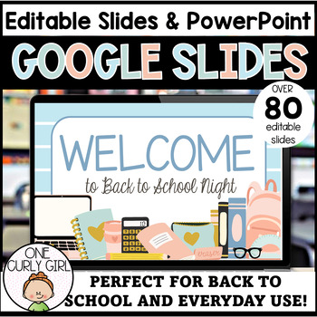 Preview of Google Slides and Powerpoint Template School Supply Theme | Digital Resource