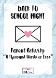 Back To School Night Parent Activity: "In A Thousand Words